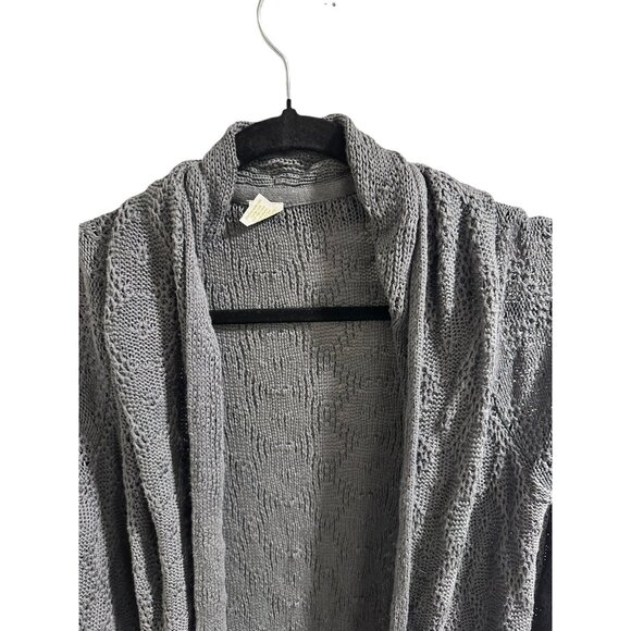 🍒 2/$20 Gaiam Gray Open Front Cardigan Sweater M 50% Bamboo 50% Organic Cotton - Picture 2 of 6